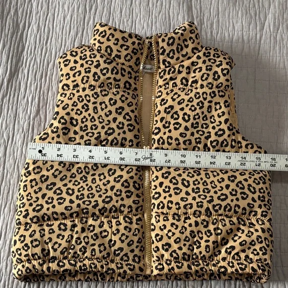 Derek Heart Girls Leopard Print Puffer Vest - Size 10 - Picture 4 of 7